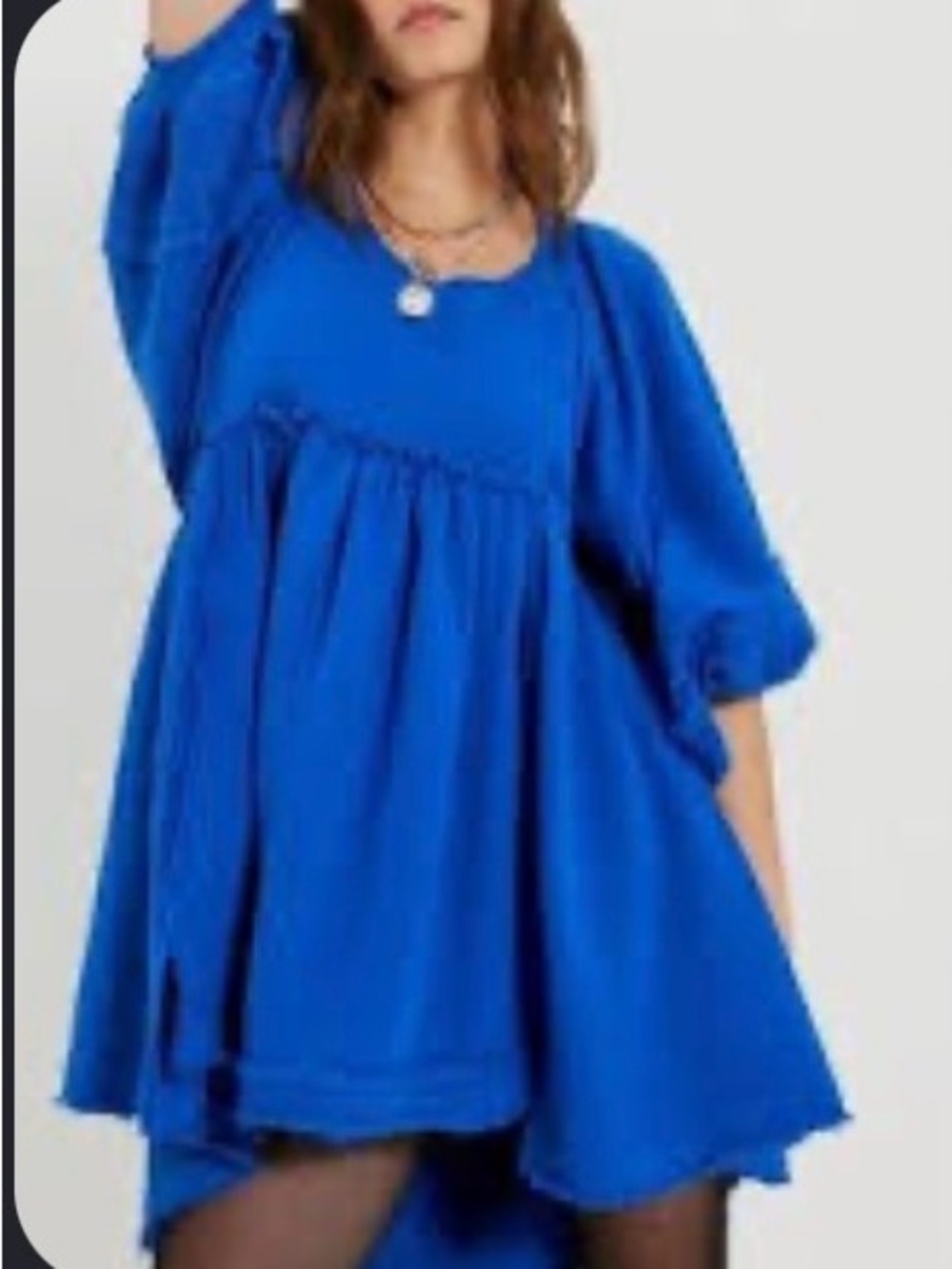Free People sunchild babydoll Bright Blue Puff-Sleeve Swing Dress